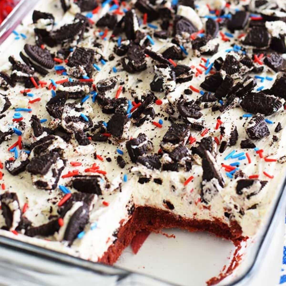 No Bake Fireworks Oreo Cheesecake Bars