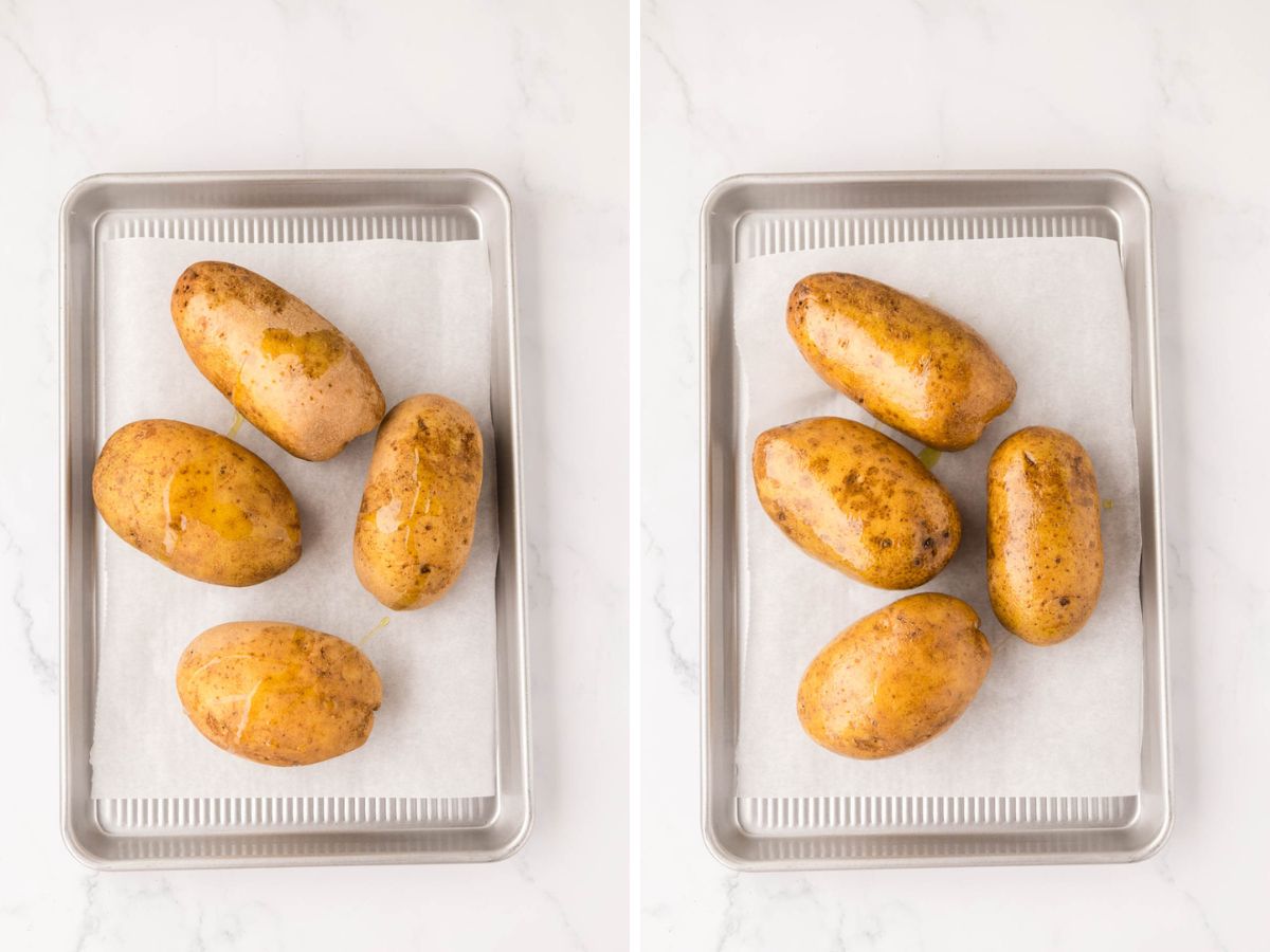 Oil rubbed on potatoes.