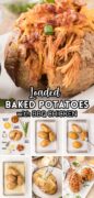 Loaded BBQ Baked Potatoes with Pulled Chicken Recipe Pinterest image