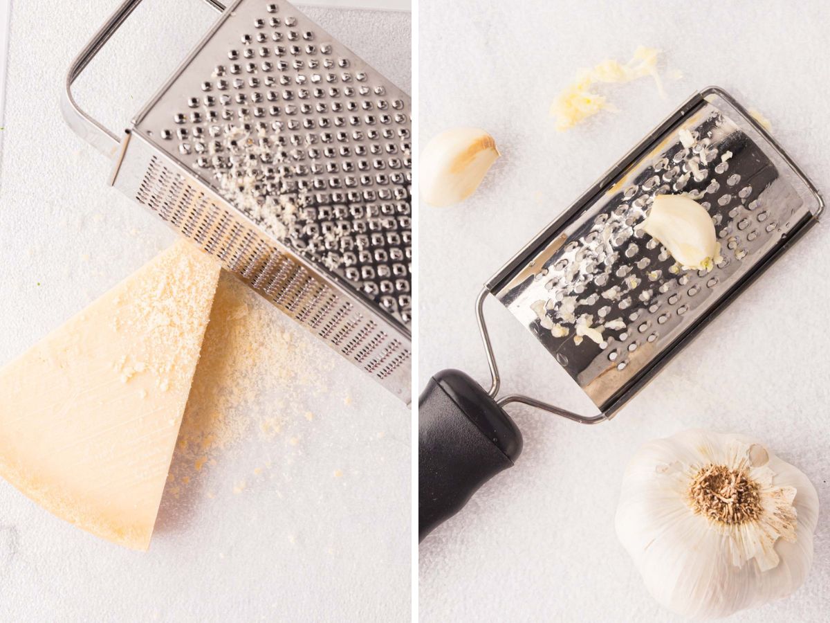 A grater used to create Parmesan cheese and garlic.