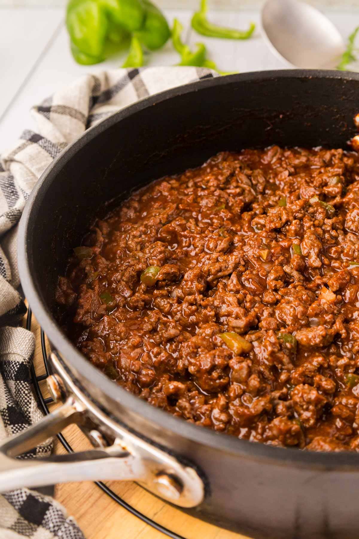 Sloppy joes sauce in a skillet.