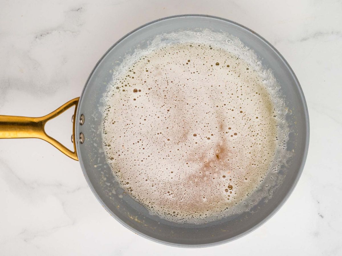 Browning butter in a skillet.