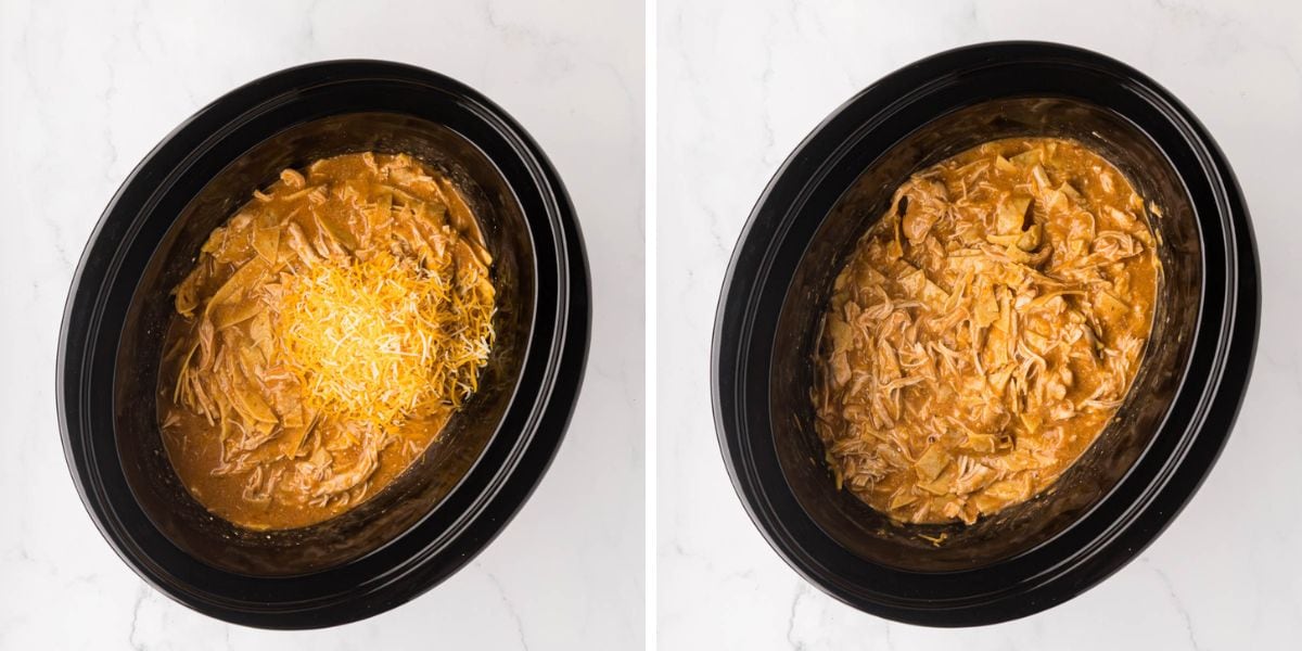 Adding in cheese to the mixture.
