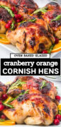 Cranberry Orange Glazed Cornish Hens Pinterest image