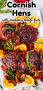 Cranberry Orange Glazed Cornish Hens Pinterest image