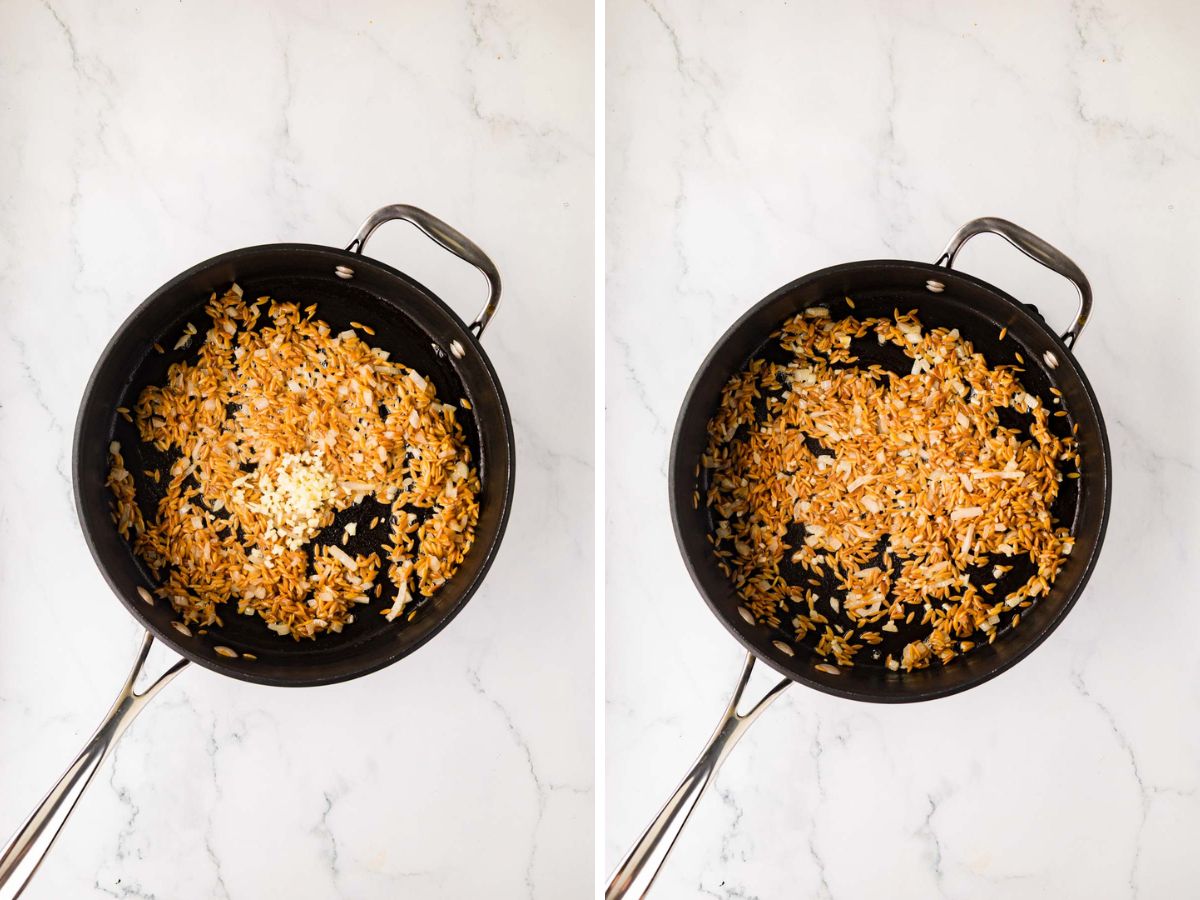 Garlic added the the skillet.