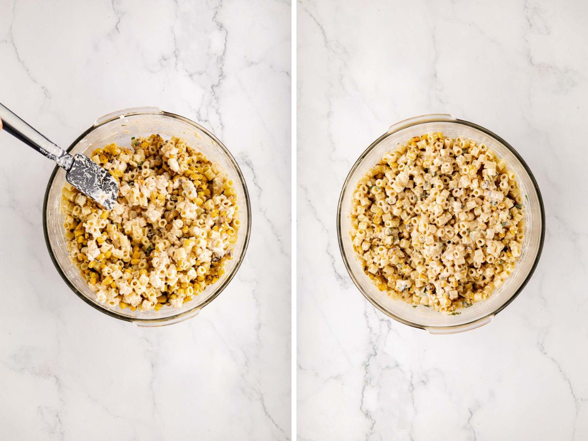 Street corn pasta, and a bowl tossed with a creamy Elote dressing.
