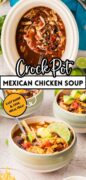 Slow Cooker Chicken Tortilla Soup recipe in the slow cooker Pinterest image