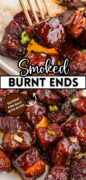 Pork Belly Burnt Ends in the smoker recipe pinterest image