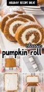 Easy Pumpkin Roll Cake Recipe Pinterest image