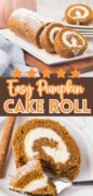 Easy Pumpkin Roll Cake Recipe Pinterest image