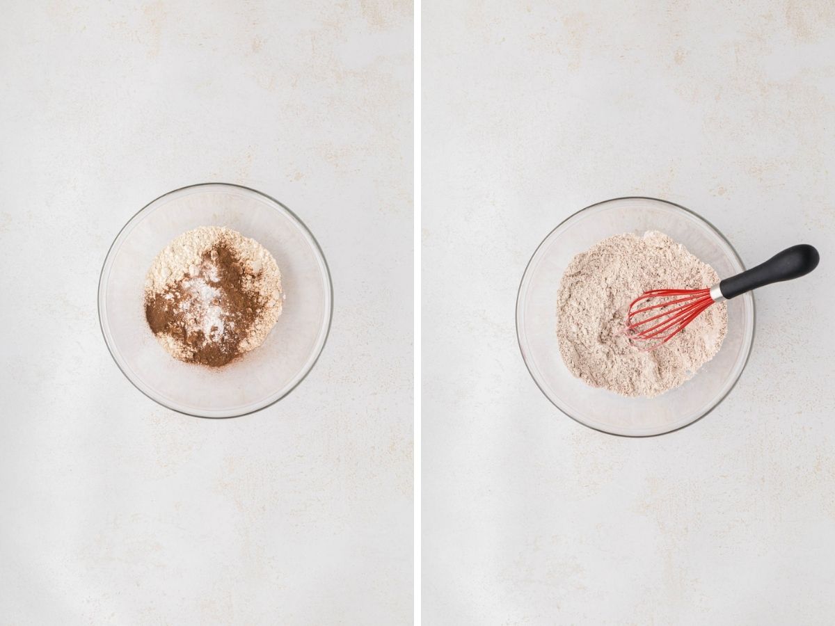 Dry ingredients with together in a bowl.