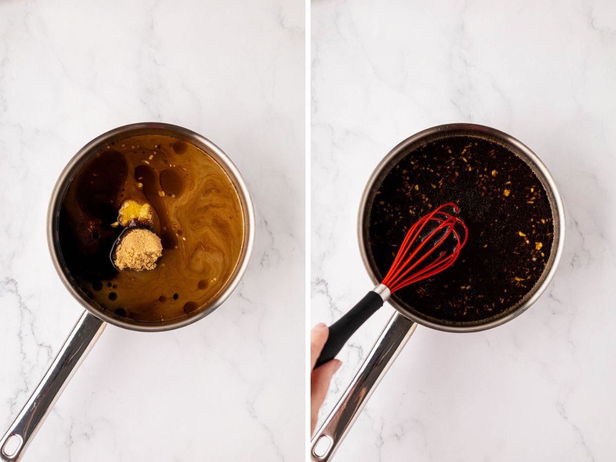 Whisking the ingredients.