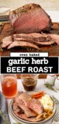 Oven Baked Garlic Herb Rump Roast recipe Pinterest image