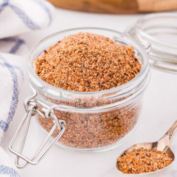 Dry rib rub in a mason jar.