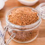 BBQ rib rub in a mason jar.