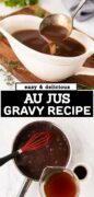 Easy Homemade Au Ju Gravy recipe Pinterest image