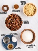 He labeled image of ingredients needed to make candied pecans.