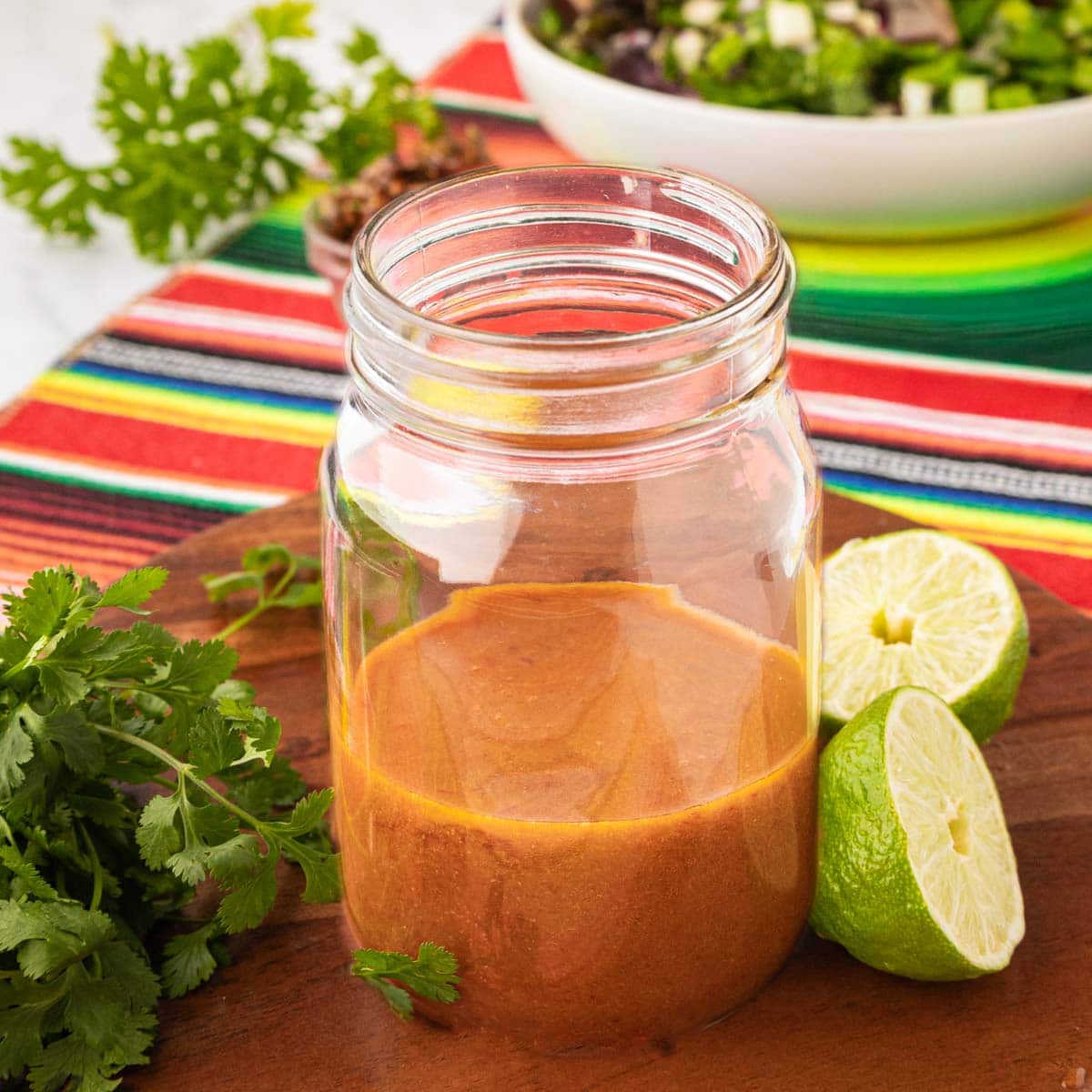 Chipotle honey vinaigrette in a Mason jar.