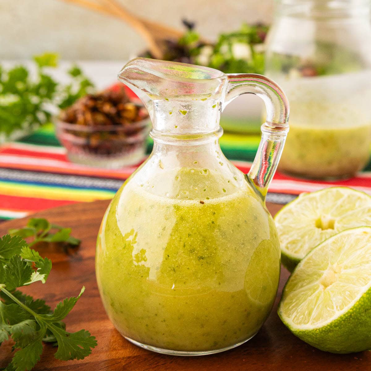 Cilantro Lime vinaigrette in a salad dressing bottle.