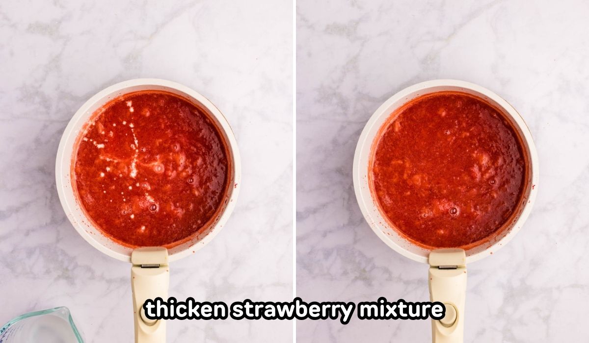 Strawberry mixture cooked down with a cornstarch slurry added.
