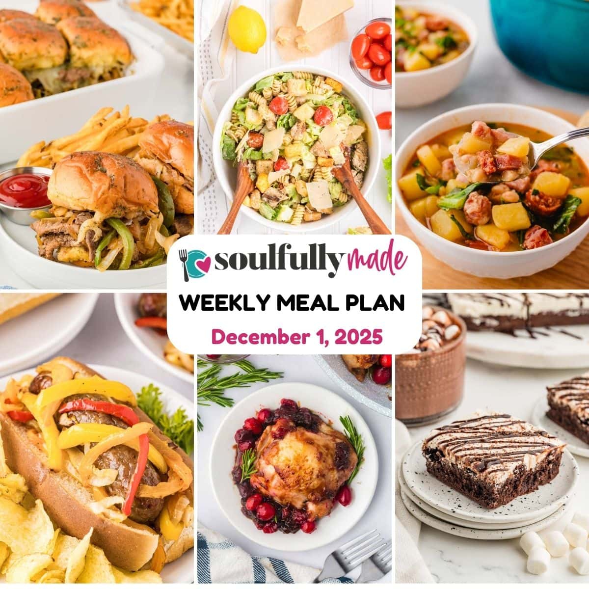 Soulfully Made weekly meal plan for December 1, 2025 image.