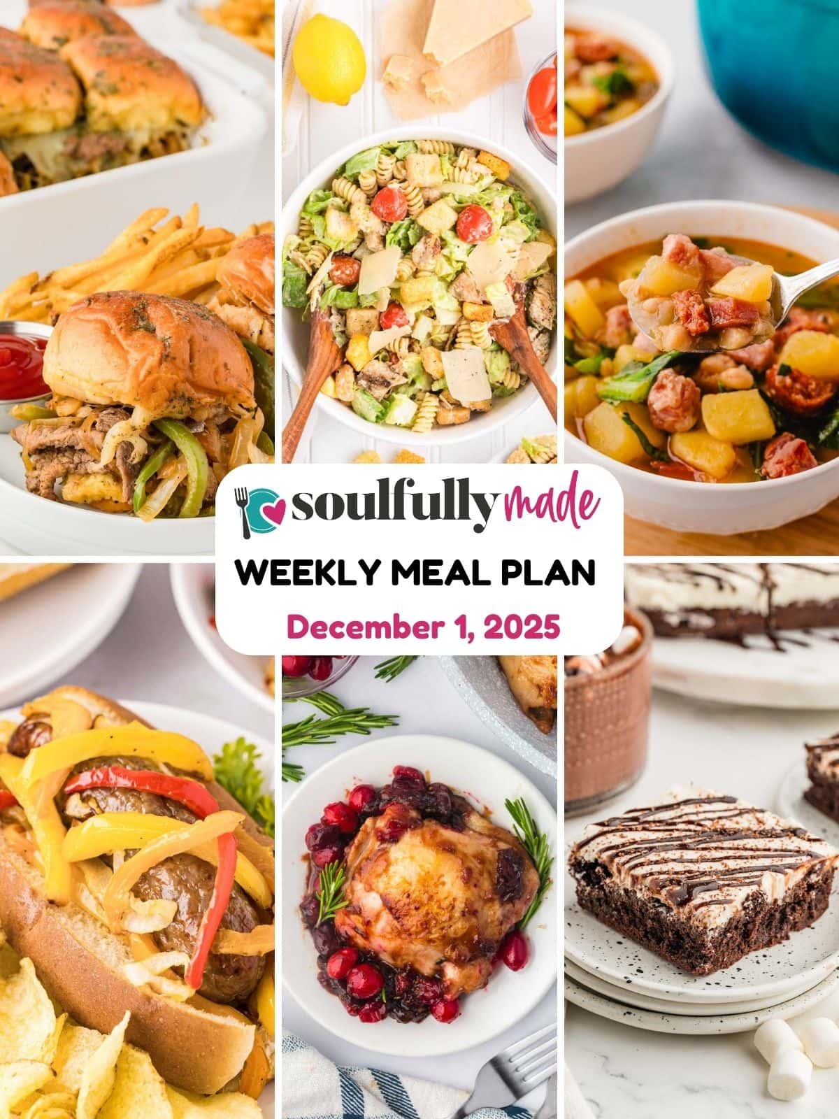 Soulfully Made weekly meal plan for December 1, 2025 image.
