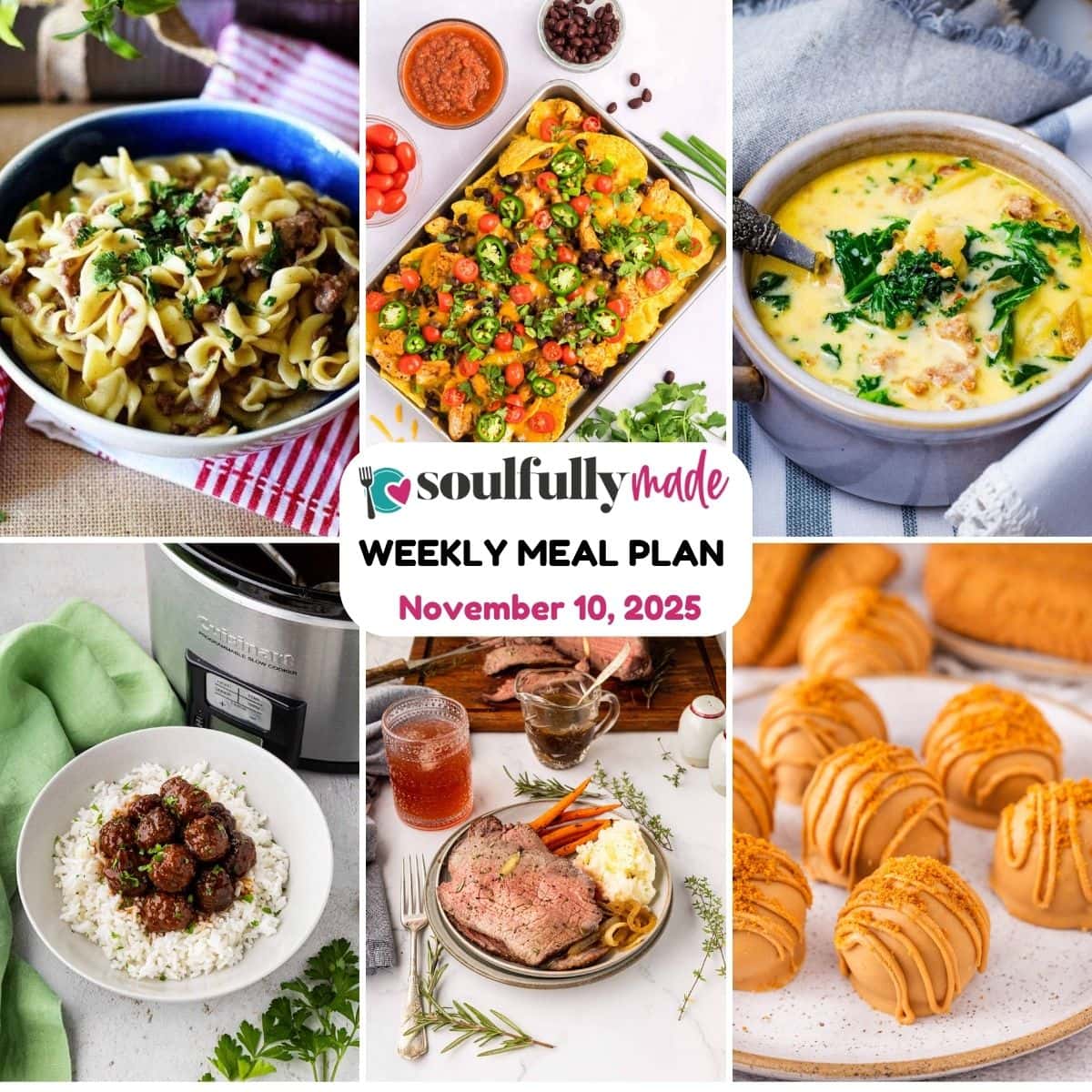 Soulfully Made weekly meal plan for November 10, 2025 image.