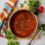 A large pot with taco soup.