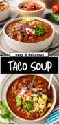 30 Minute Taco Soup with Ground Beef recipe Pinterest image