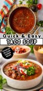 30 Minute Taco Soup with Ground Beef recipe Pinterest image