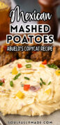 Abuelo’s Restaurant style Papas Con Chile Mexican Mashed Potatoes Pinterest image