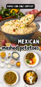 Abuelo’s Restaurant style Papas Con Chile Mexican Mashed Potatoes Pinterest image