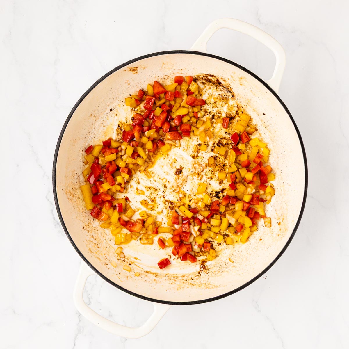 Minced garlic added to saute's veggies.