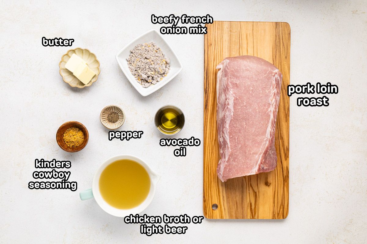 Ingredients needed to make oven baked pork roast.