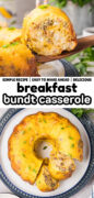 Breakfast Casserole with Biscuits baked in a bundt pan recipe Pinterest image