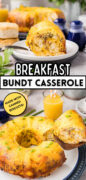 Breakfast Casserole with Biscuits baked in a bundt pan recipe Pinterest image