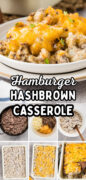 Hamburger Hash Brown Casserole Recipe Pinterest image