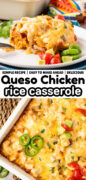 Queso, Chicken and Rice Casserole recipe Pinterest image