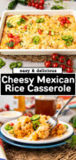 Queso, Chicken and Rice Casserole recipe Pinterest image