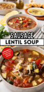 Copycat Carrabba's Sausage and Lentil Soup recipe Pinterest Image