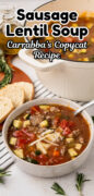 Copycat Carrabba's Sausage and Lentil Soup recipe Pinterest Image