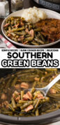 Southern Slow Cooker Green Beans with Bacon recipe Pinterest image