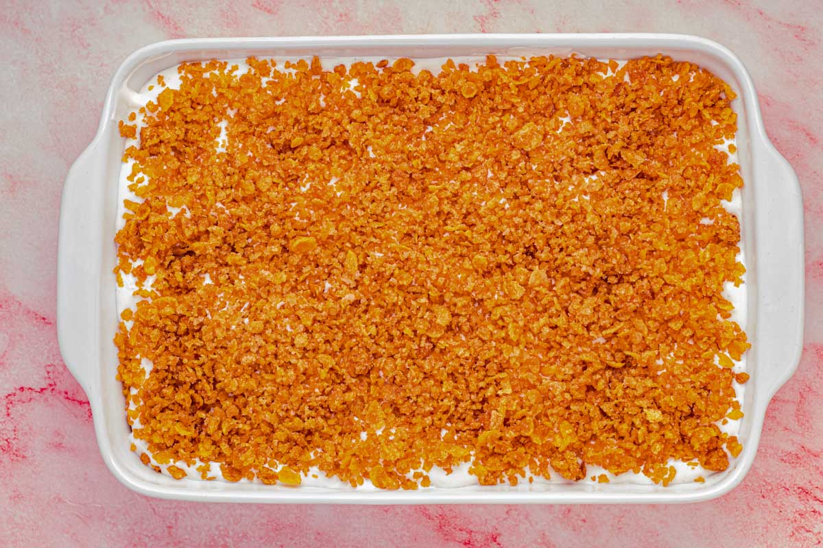 Final layer of cornflake crumbs and honey drizzle on top.