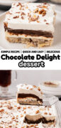 Chocolate Delight layered pudding dessert recipe Pinterest image