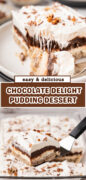 Chocolate Delight layered pudding dessert recipe Pinterest image