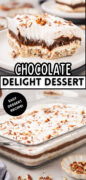 Chocolate Delight layered pudding dessert recipe Pinterest image