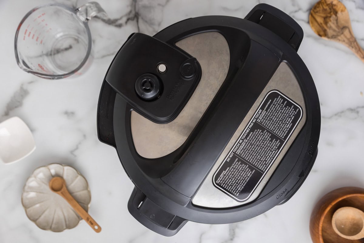Lid placed on the instant pot and placed in lock position.