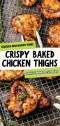 Oven Baked Crispy Chicken Thighs recipe Pinterest image