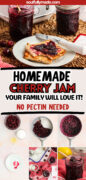 Homemade Cherry Jam no pectin recipe Pinterest image